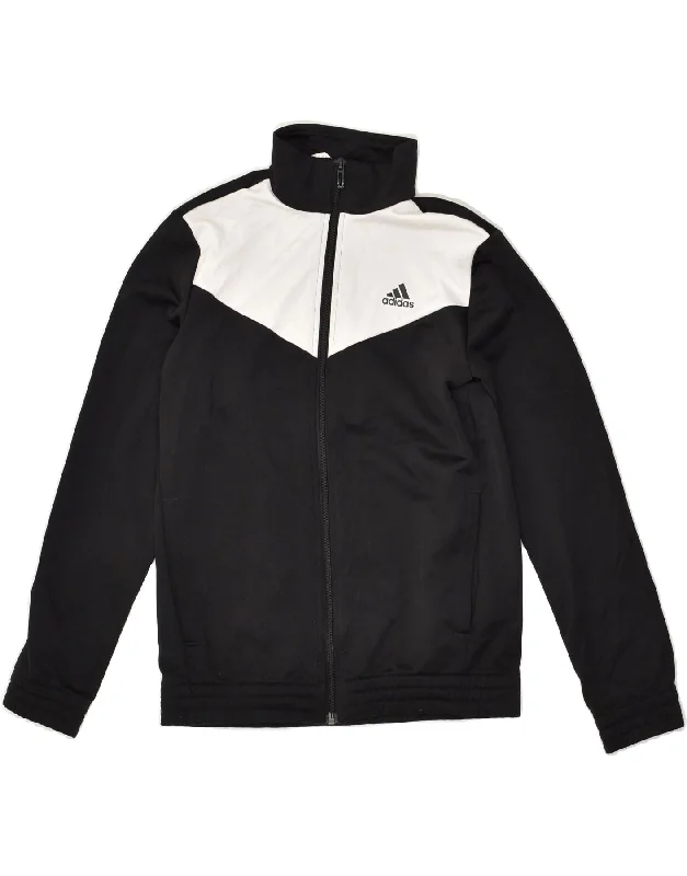 men's insulated jackets -ADIDAS Boys Tracksuit Top Jacket 10-11 Years Black Colourblock Polyester