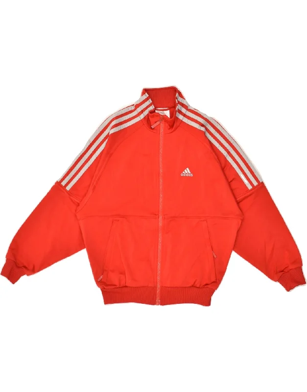 men's everyday jackets -ADIDAS Boys Tracksuit Top Jacket 10-11 Years Large Red Polyester