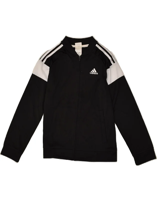 men's packable jackets -ADIDAS Boys Tracksuit Top Jacket 10-11 Years Medium Black Colourblock