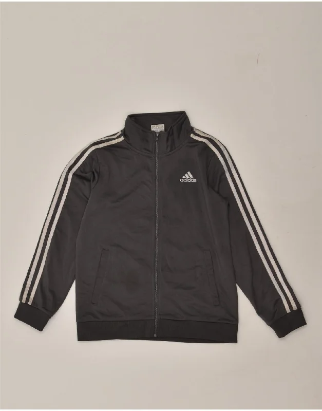 men's performance jackets -ADIDAS Boys Tracksuit Top Jacket 10-11 Years Medium  Grey Polyester