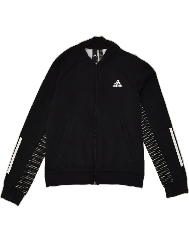 men's military jackets -ADIDAS Boys Tracksuit Top Jacket 11-12 Years Black Colourblock Cotton