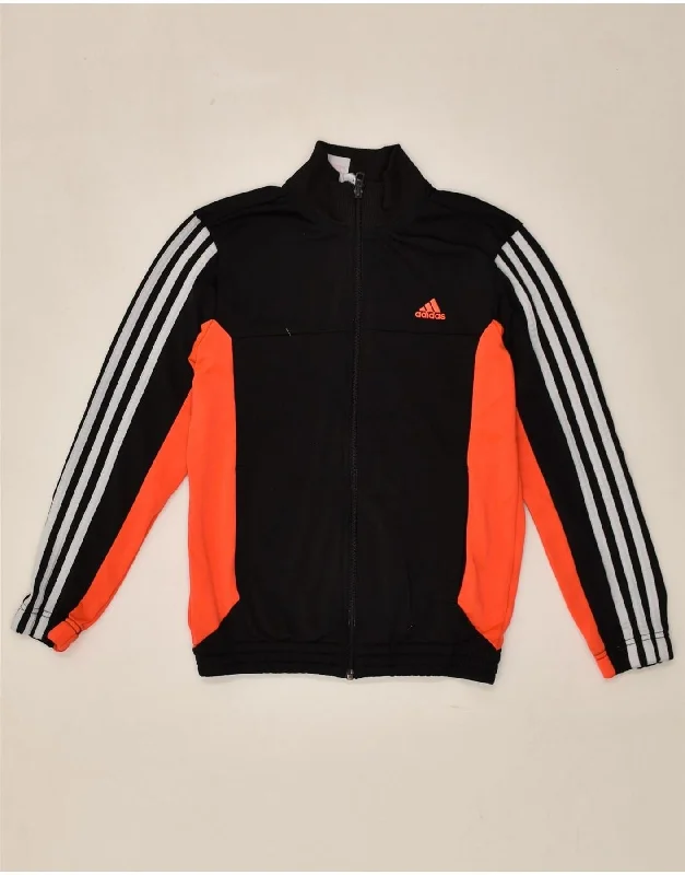 men's military jackets -ADIDAS Boys Tracksuit Top Jacket 11-12 Years Black Colourblock Polyester