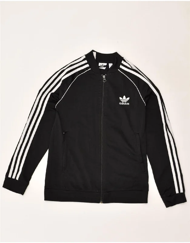 men's padded jackets -ADIDAS Boys Tracksuit Top Jacket 11-12 Years Black Polyester