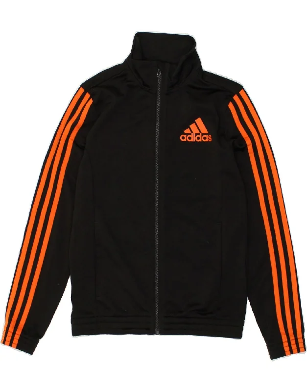 men's athletic jackets for outdoor -ADIDAS Boys Tracksuit Top Jacket 11-12 Years Black Polyester