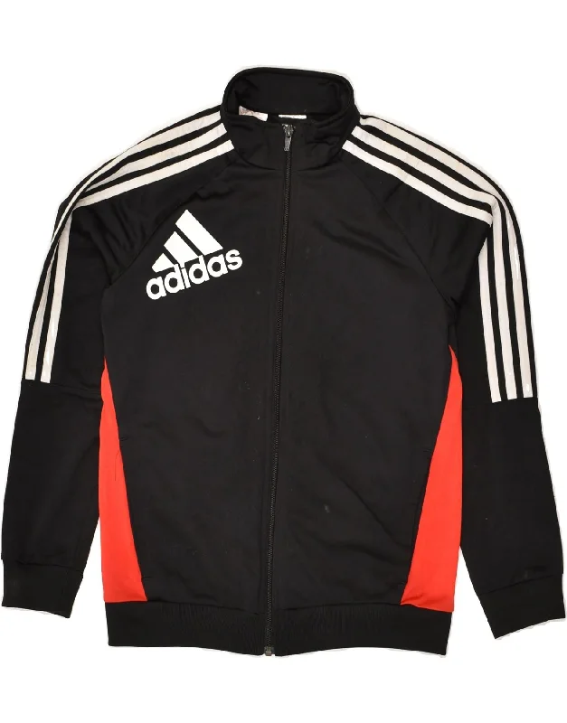 men's lightweight jackets -ADIDAS Boys Tracksuit Top Jacket 11-12 Years Black Polyester