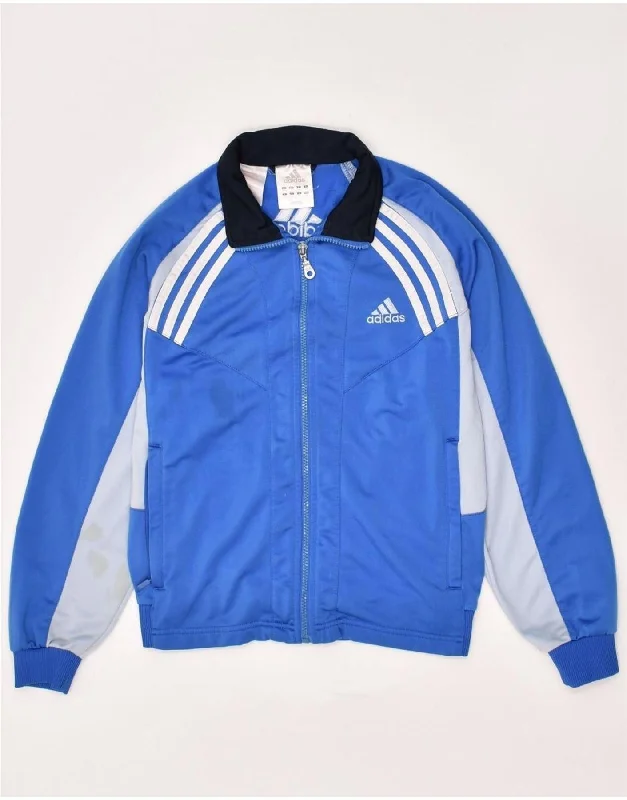 men's rain-resistant jackets -ADIDAS Boys Tracksuit Top Jacket 11-12 Years Blue Colourblock Polyester