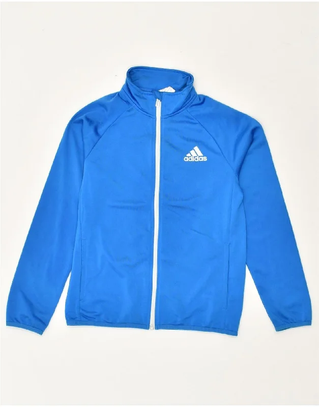 men's fashionable winter jackets -ADIDAS Boys Tracksuit Top Jacket 11-12 Years Blue Polyester