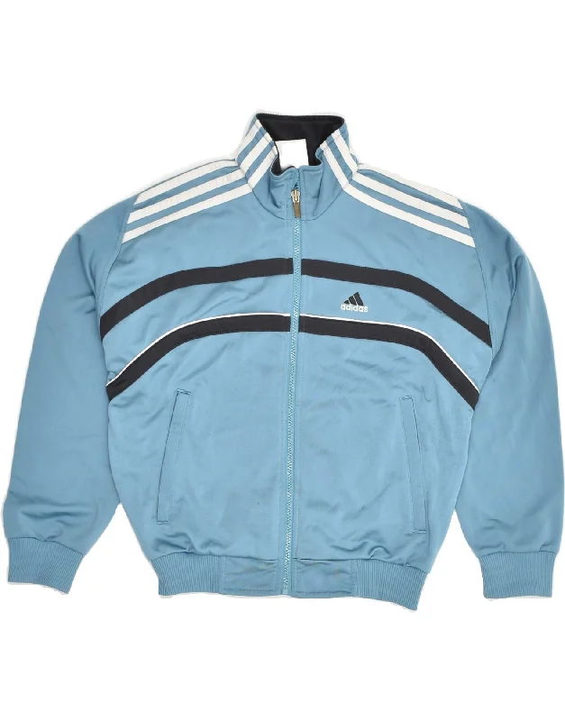 men's down jackets -ADIDAS Boys Tracksuit Top Jacket 11-12 Years Blue Polyester