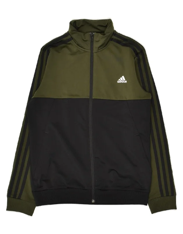 men's sports jackets -ADIDAS Boys Tracksuit Top Jacket 11-12 Years Khaki Colourblock Polyester