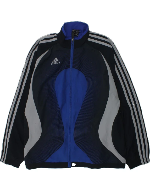 men's parkas -ADIDAS Boys Tracksuit Top Jacket 11-12 Years Large Navy Blue Polyester