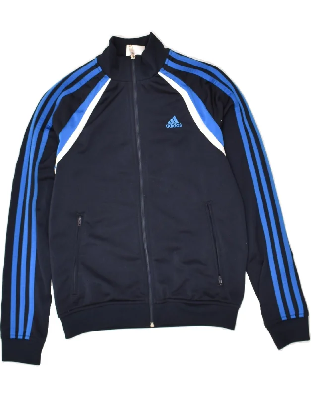 men's denim jackets -ADIDAS Boys Tracksuit Top Jacket 11-12 Years Navy Blue Polyester