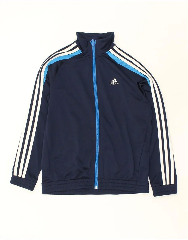 men's jacket for autumn wear -ADIDAS Boys Tracksuit Top Jacket 11-12 Years Navy Blue Polyester