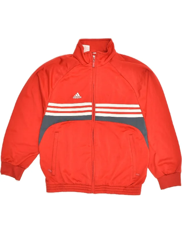 men's denim jackets -ADIDAS Boys Tracksuit Top Jacket 11-12 Years Red Polyester