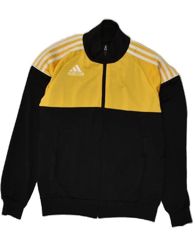 men's outdoor adventure jackets -ADIDAS Boys Tracksuit Top Jacket 13-14 Years Black Colourblock Polyester