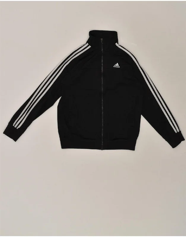 men's waterproof jackets -ADIDAS Boys Tracksuit Top Jacket 13-14 Years Black Polyester