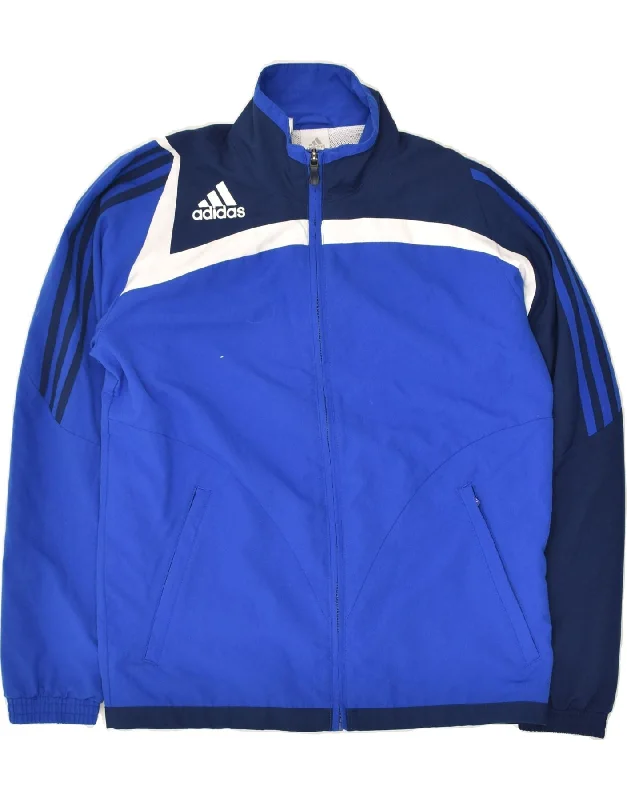 men's denim jackets -ADIDAS Boys Tracksuit Top Jacket 13-14 Years Blue Colourblock Polyester