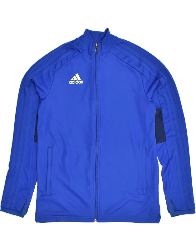 men's parka jackets for cold weather -ADIDAS Boys Tracksuit Top Jacket 13-14 Years Blue Polyester