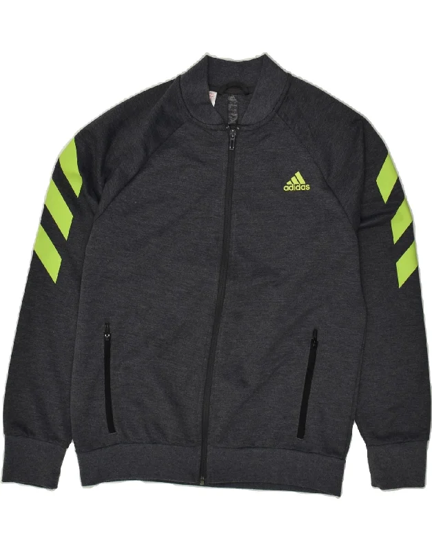 men's tailored outdoor jackets -ADIDAS Boys Tracksuit Top Jacket 13-14 Years Grey Striped Cotton