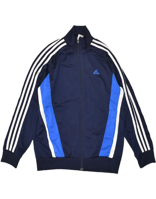 men's lightweight jackets for travel -ADIDAS Boys Tracksuit Top Jacket 13-14 Years Navy Blue Colourblock