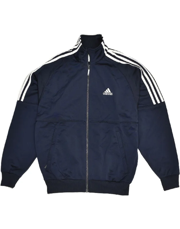 men's puffer jackets -ADIDAS Boys Tracksuit Top Jacket 13-14 Years Navy Blue Polyester