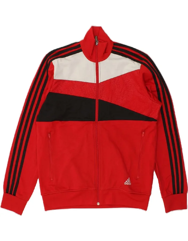 men's puffer jackets -ADIDAS Boys Tracksuit Top Jacket 13-14 Years Red Colourblock Polyester