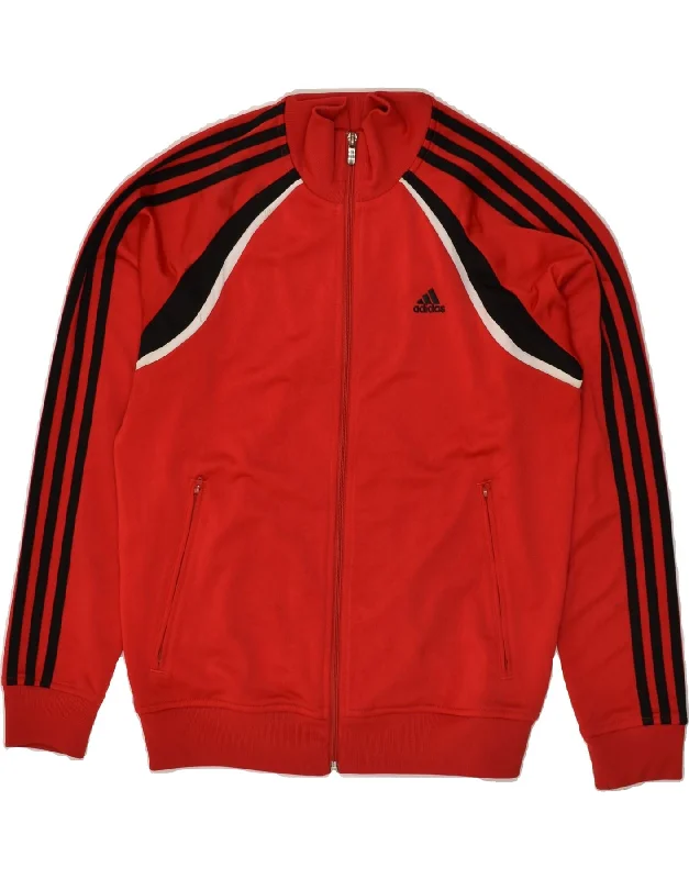 men's fashionable winter jackets -ADIDAS Boys Tracksuit Top Jacket 13-14 Years Red Polyester