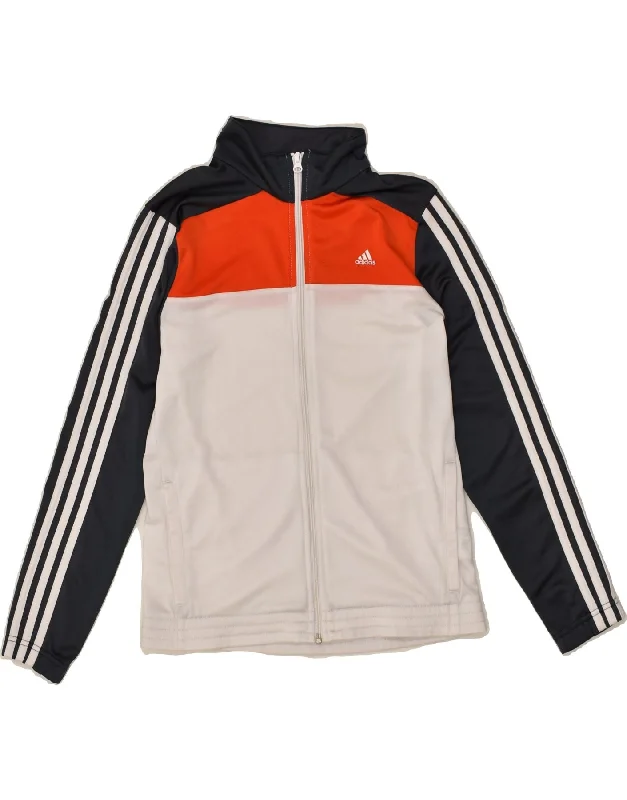 men's formal winter jackets -ADIDAS Boys Tracksuit Top Jacket 13-14 Years White Colourblock Polyester