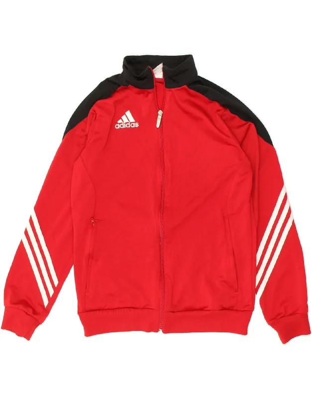 men's rain-resistant jackets -ADIDAS Boys Tracksuit Top Jacket 13-14 Years XL Red Polyester