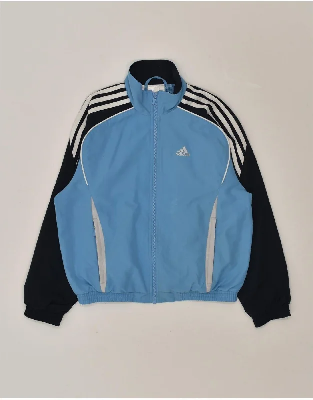 men's varsity jackets -ADIDAS Boys Tracksuit Top Jacket 15-16 Years Blue Colourblock Polyester