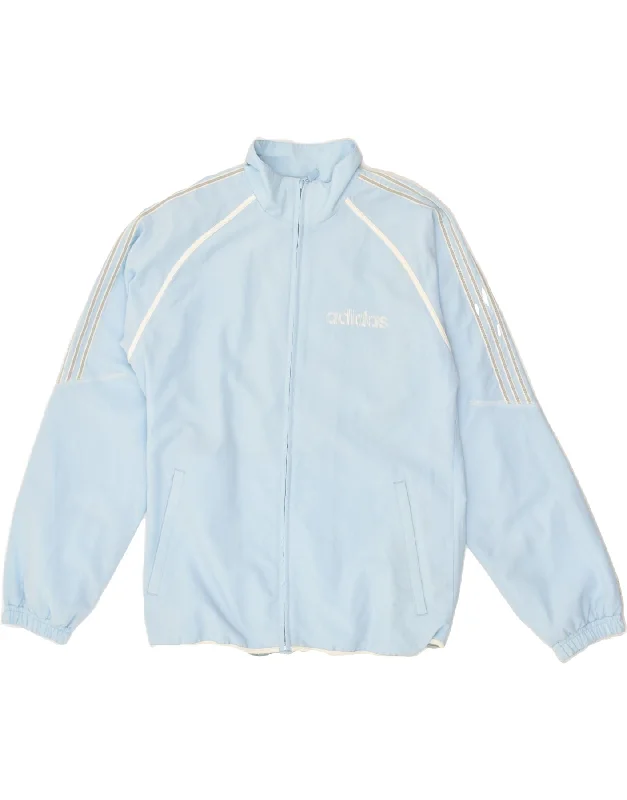 men's jacket with hoodie -ADIDAS Boys Tracksuit Top Jacket 15-16 Years Blue Polyester