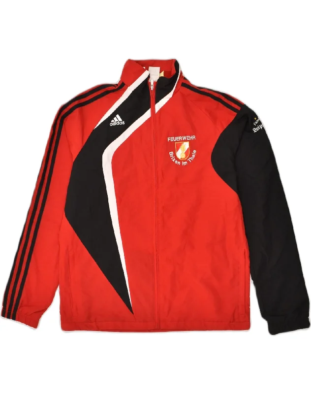 men's outdoor adventure jackets -ADIDAS Boys Tracksuit Top Jacket 15-16 Years Red Colourblock Polyester