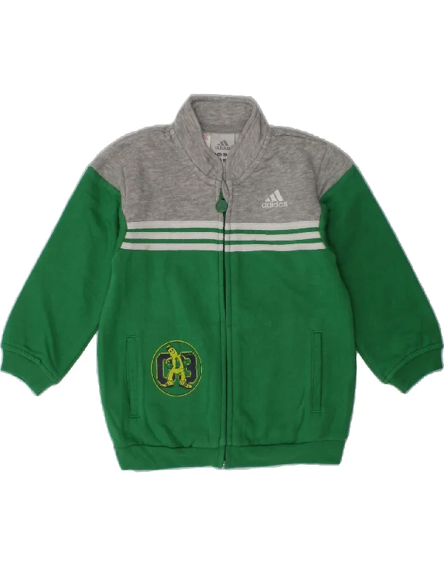 men's fashionable winter jackets -ADIDAS Boys Tracksuit Top Jacket 2-3 Years Green Colourblock Cotton