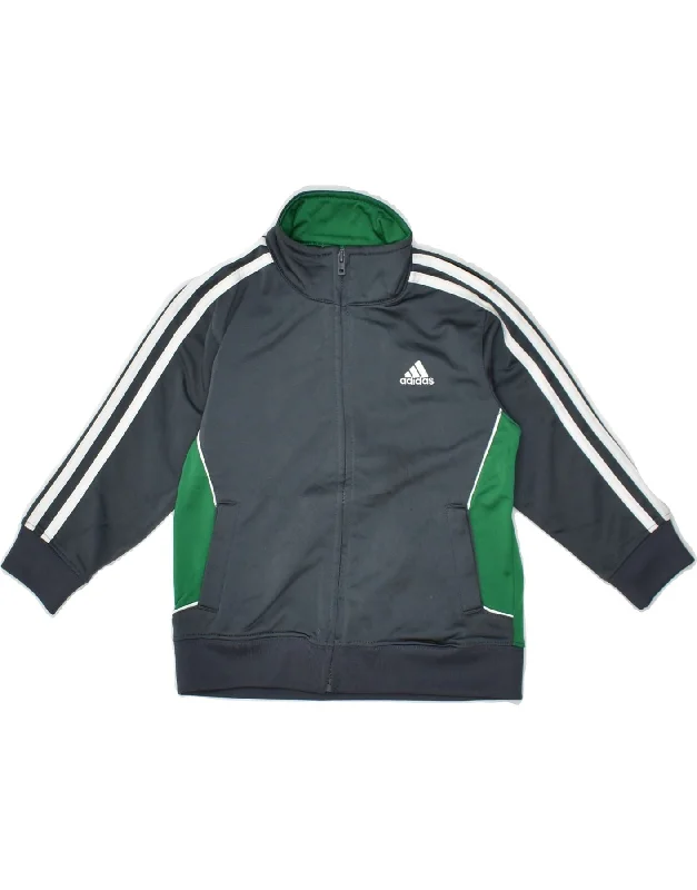 men's fleece jackets -ADIDAS Boys Tracksuit Top Jacket 2-3 Years Grey Colourblock Polyester