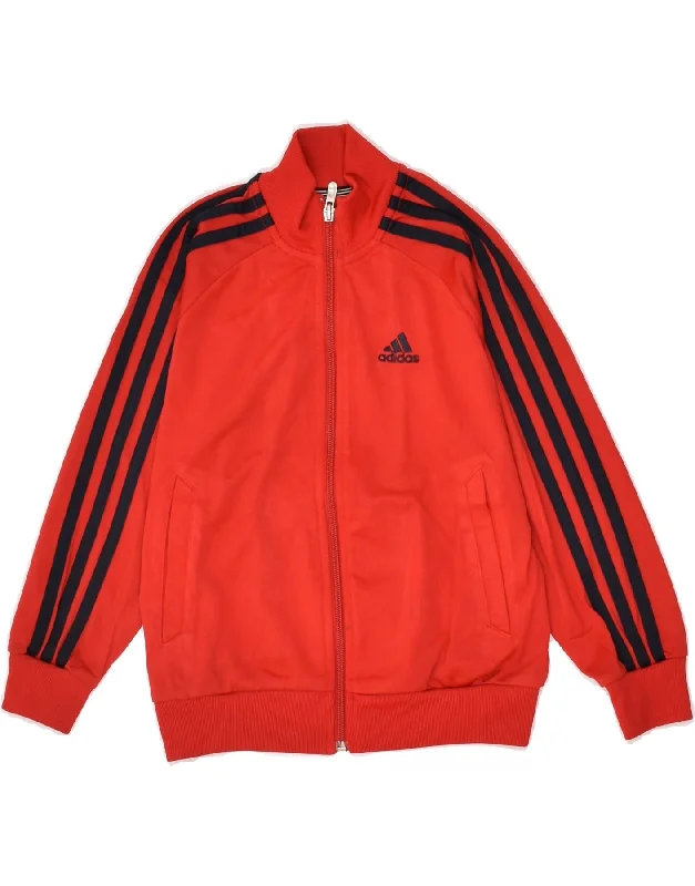 men's travel jackets -ADIDAS Boys Tracksuit Top Jacket 5-6 Years Red Polyester