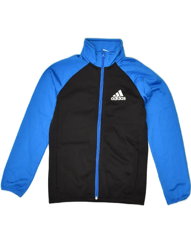 men's classic jackets -ADIDAS Boys Tracksuit Top Jacket 7-8 Years Black Colourblock Polyester