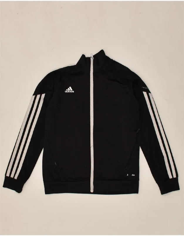 men's thick warm jackets -ADIDAS Boys Tracksuit Top Jacket 7-8 Years Black Polyester