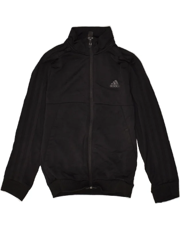 men's custom jackets -ADIDAS Boys Tracksuit Top Jacket 7-8 Years Black Polyester