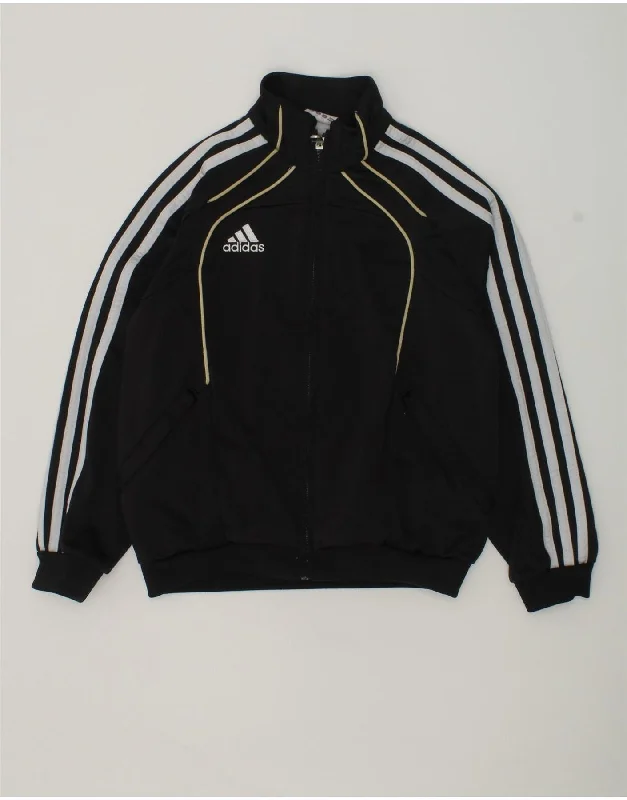 men's slim-fit jackets -ADIDAS Boys Tracksuit Top Jacket 7-8 Years Black Polyester