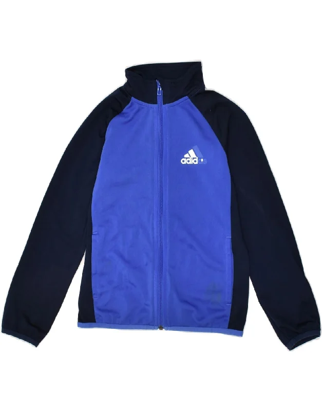 men's heavy-duty jackets for winter -ADIDAS Boys Tracksuit Top Jacket 7-8 Years Blue Colourblock Polyester