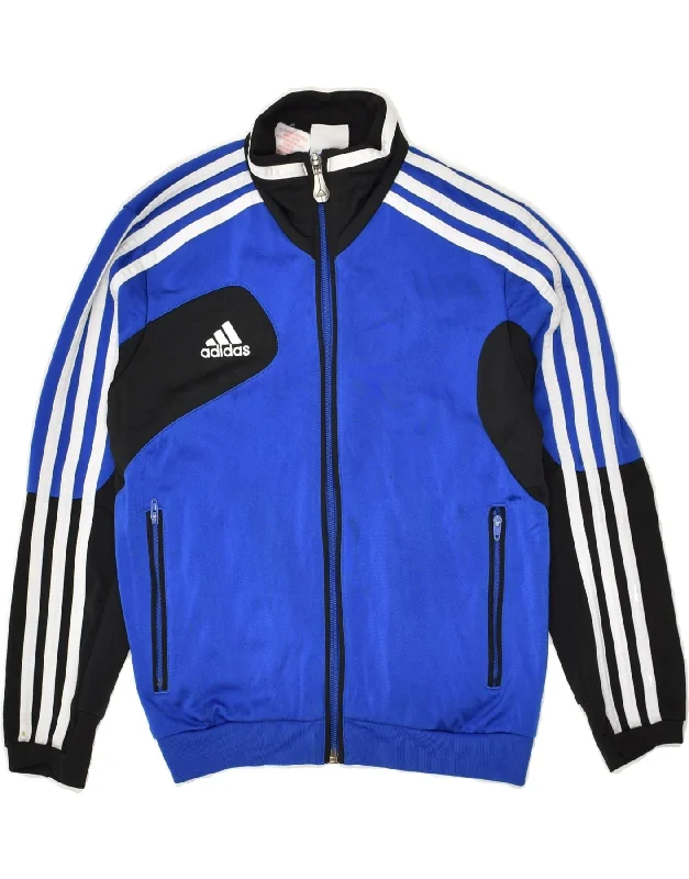 men's outerwear jackets for hiking -ADIDAS Boys Tracksuit Top Jacket 7-8 Years Blue Colourblock Polyester