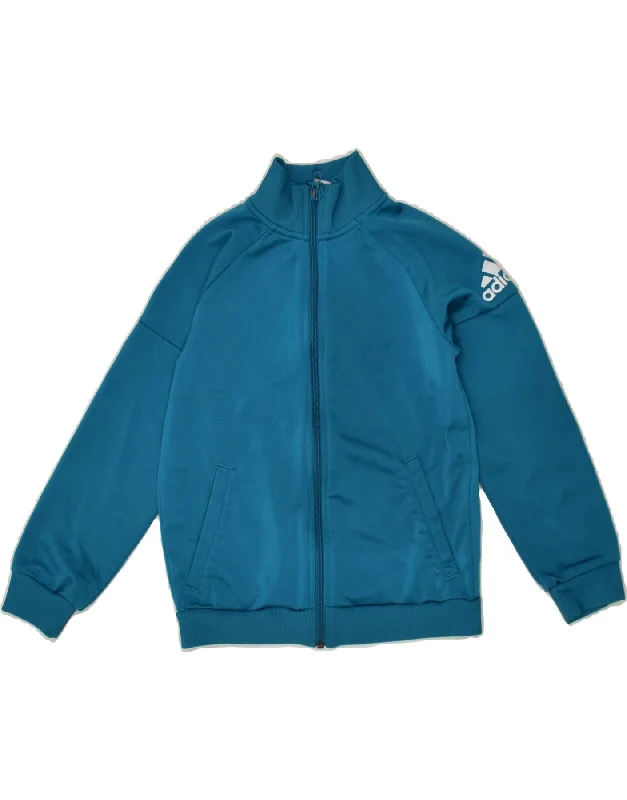 men's high-performance jackets -ADIDAS Boys Tracksuit Top Jacket 7-8 Years Blue Polyester