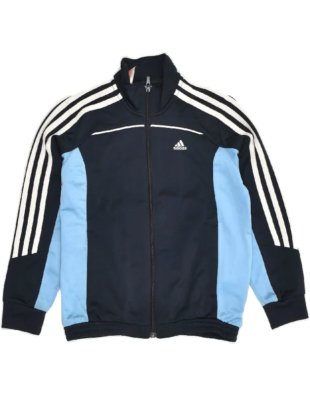 men's formal winter jackets -ADIDAS Boys Tracksuit Top Jacket 7-8 Years Navy Blue Colourblock Polyester