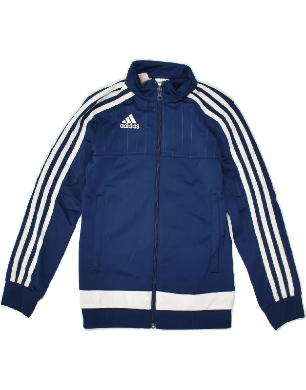 men's rainproof jackets for hiking -ADIDAS Boys Tracksuit Top Jacket 7-8 Years Navy Blue Polyester