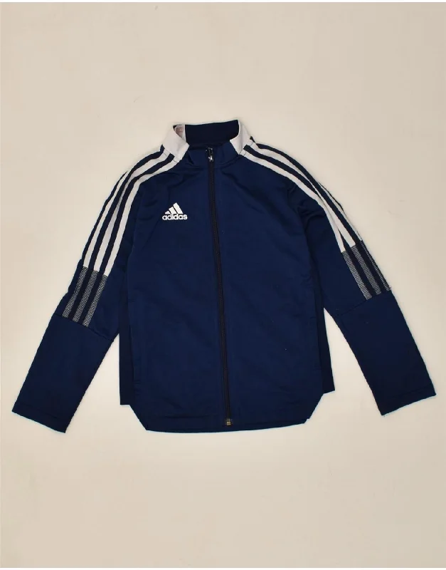 men's lightweight windbreakers -ADIDAS Boys Tracksuit Top Jacket 7-8 Years Navy Blue Polyester