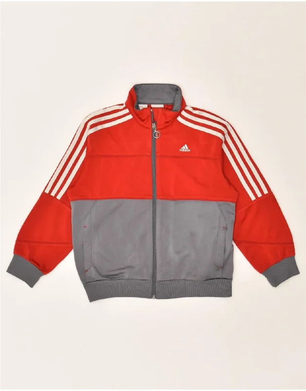 men's lightweight outdoor jackets -ADIDAS Boys Tracksuit Top Jacket 7-8 Years Small Red Colourblock Polyester