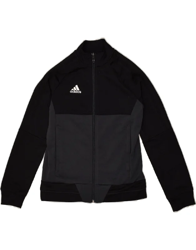 men's stylish outdoor jackets -ADIDAS Boys Tracksuit Top Jacket 9-10 Years Black Colourblock Polyester