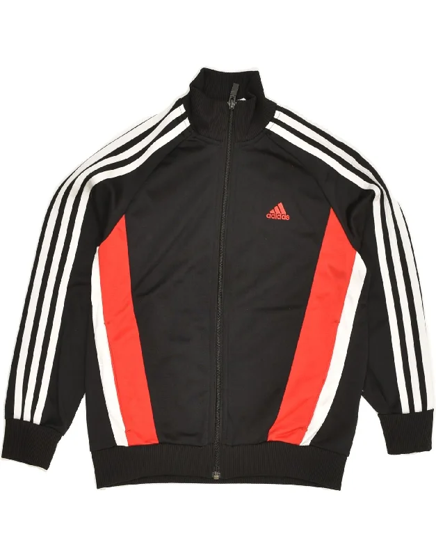 men's down-filled jackets -ADIDAS Boys Tracksuit Top Jacket 9-10 Years Black Colourblock Polyester