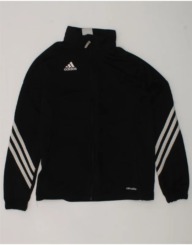 men's hooded jackets -ADIDAS Boys Tracksuit Top Jacket 9-10 Years Black Polyester