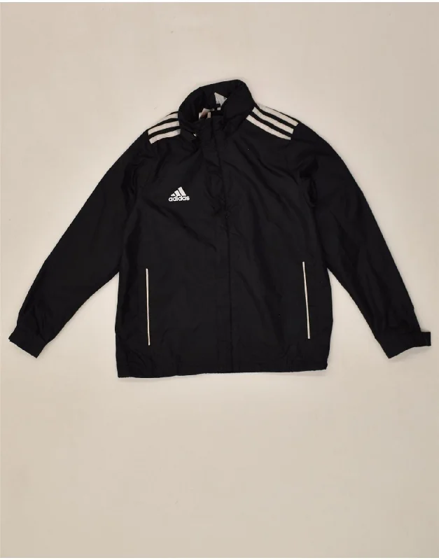 men's casual quilted jackets -ADIDAS Boys Tracksuit Top Jacket 9-10 Years Black Polyester