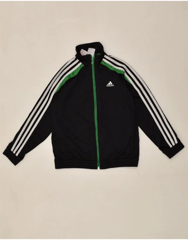 men's slim-fit jackets -ADIDAS Boys Tracksuit Top Jacket 9-10 Years Black Polyester